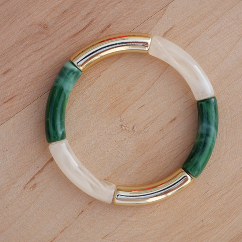 Trio Marbré vert, écru et doré